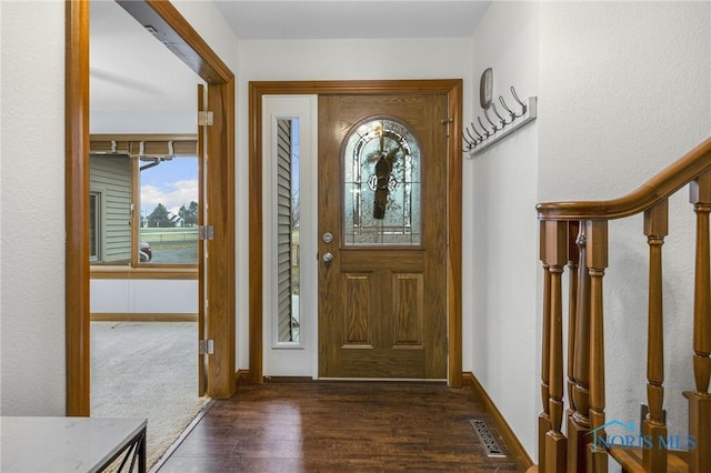 foyer with dark wood-type flooring