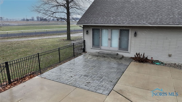 view of patio featuring french doors