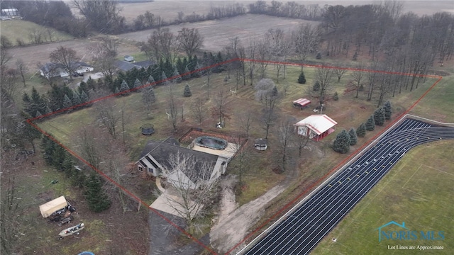 aerial view with a rural view