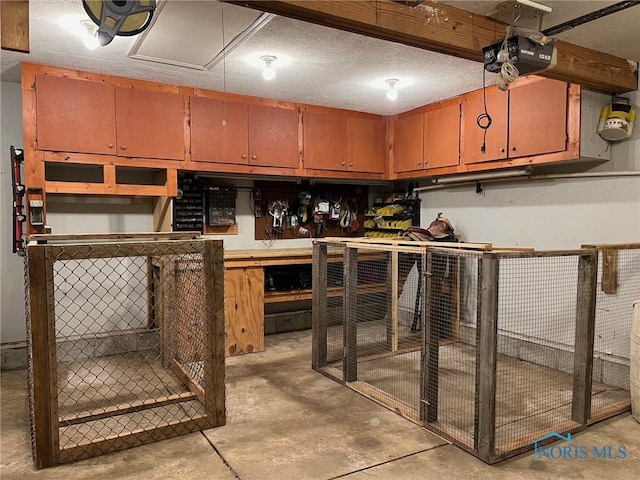 basement featuring a textured ceiling