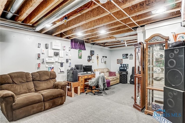 view of carpeted office space