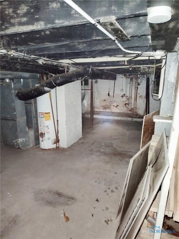 basement with gas water heater