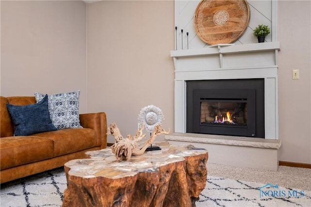 living room with carpet floors