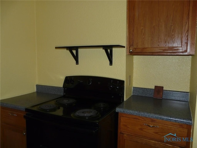 kitchen featuring black range with electric stovetop