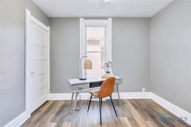 home office featuring wood-type flooring