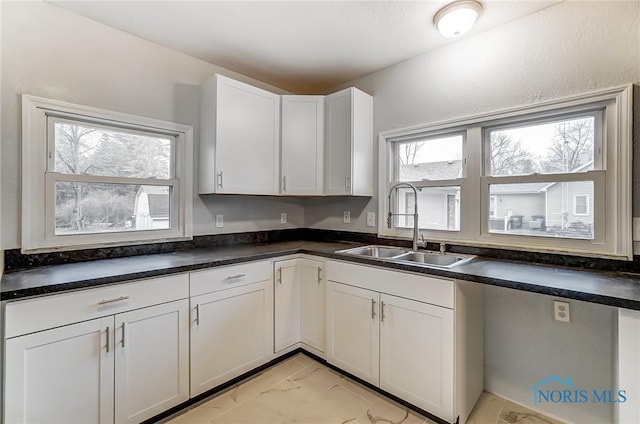 kitchen featuring a wealth of natural light, white cabinetry, and sink