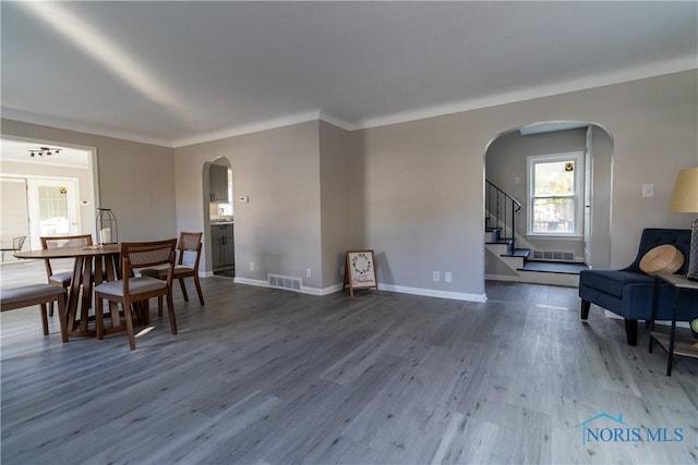 dining space featuring hardwood / wood-style floors