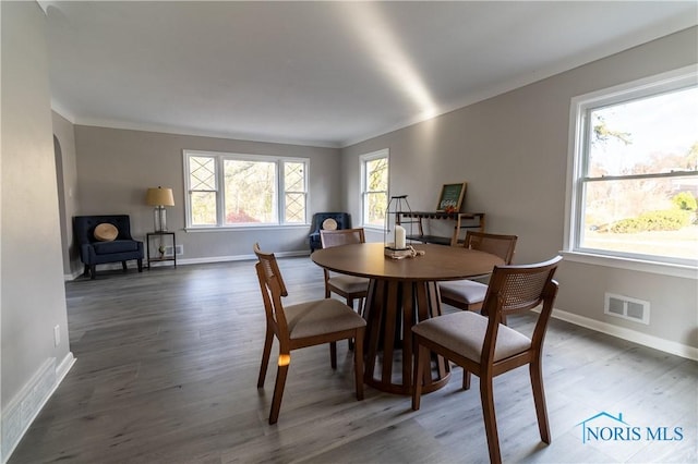 dining room featuring dark hardwood / wood-style flooring