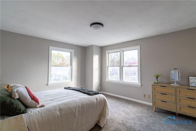 bedroom featuring carpet flooring and multiple windows