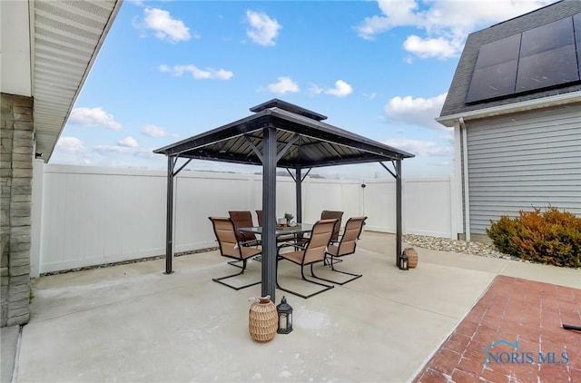 view of patio featuring a gazebo