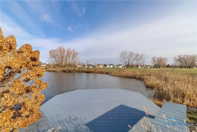 dock area featuring a water view