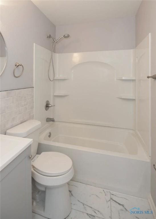 full bathroom with vanity, shower / bathing tub combination, and toilet