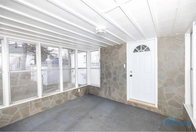 view of unfurnished sunroom