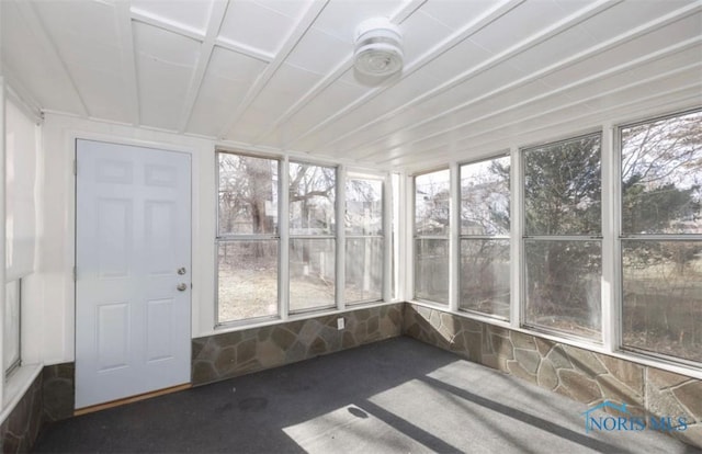 view of unfurnished sunroom