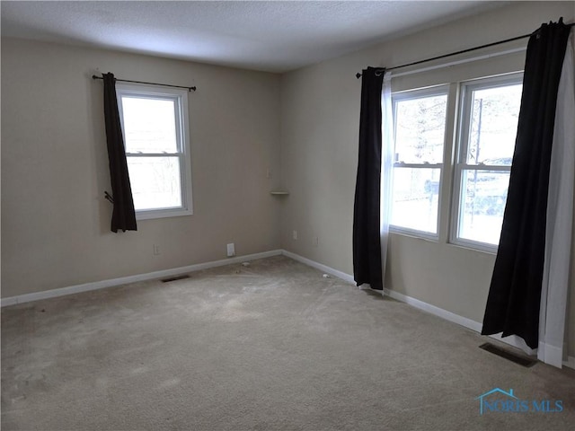 spare room with light colored carpet