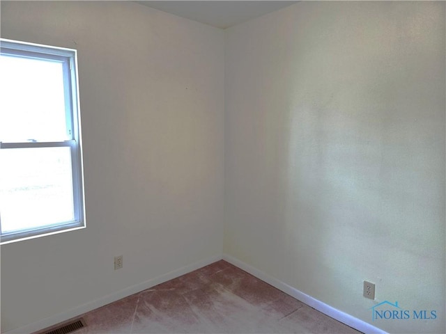 spare room featuring light colored carpet and plenty of natural light