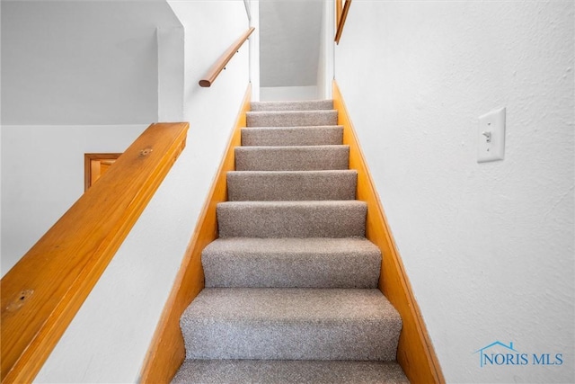 stairway with carpet flooring