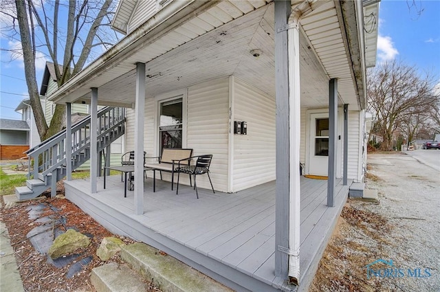 deck with a porch