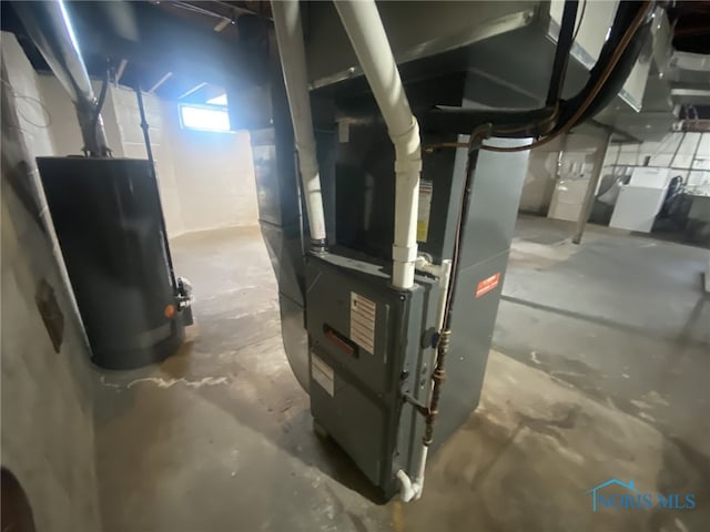 utilities with heating unit and gas water heater