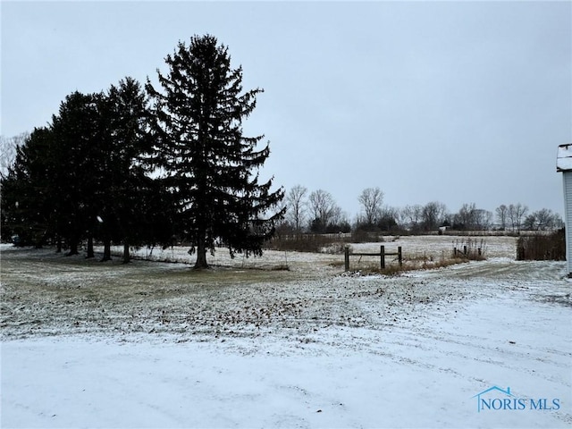 view of yard layered in snow