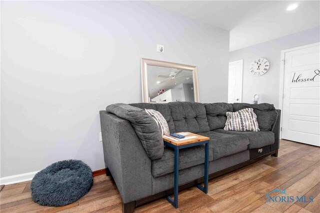 living room featuring baseboards and wood-type flooring