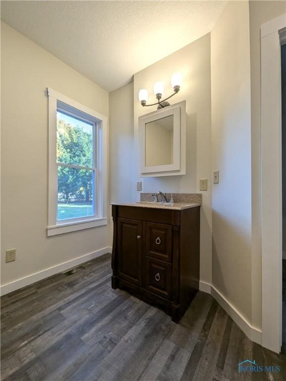 bathroom featuring vanity and wood-type flooring