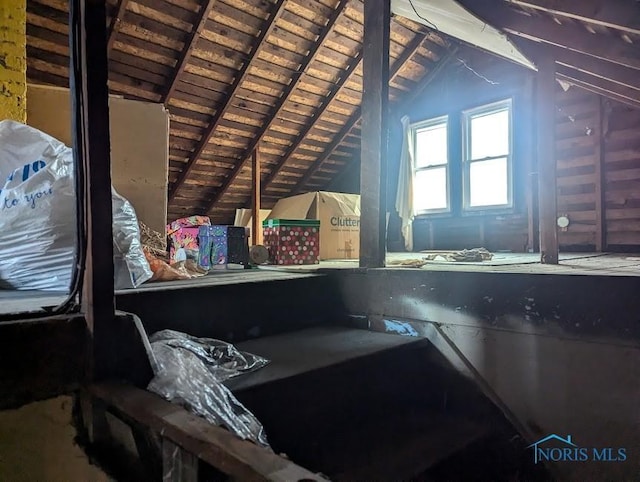 view of unfinished attic