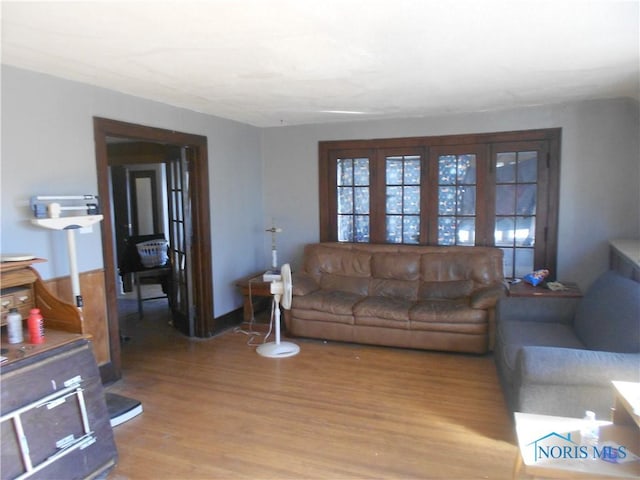 living room with light hardwood / wood-style flooring