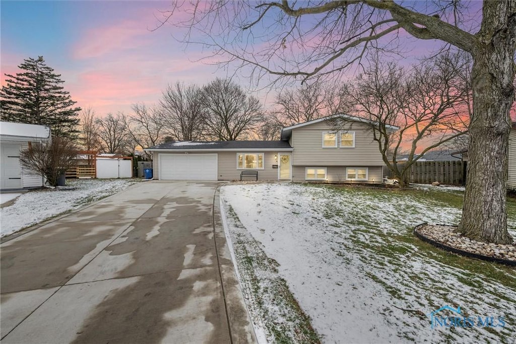 tri-level home with a garage