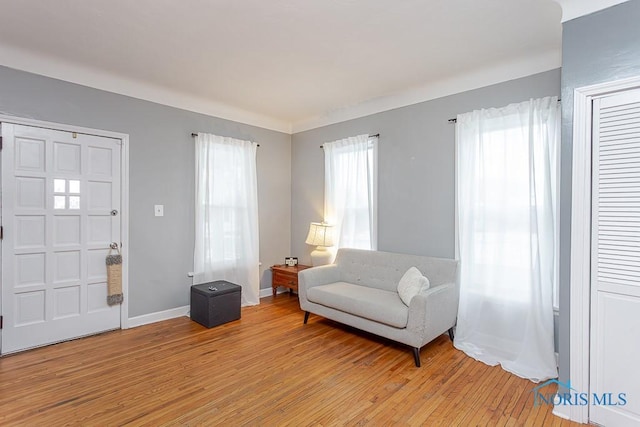 living area featuring hardwood / wood-style floors