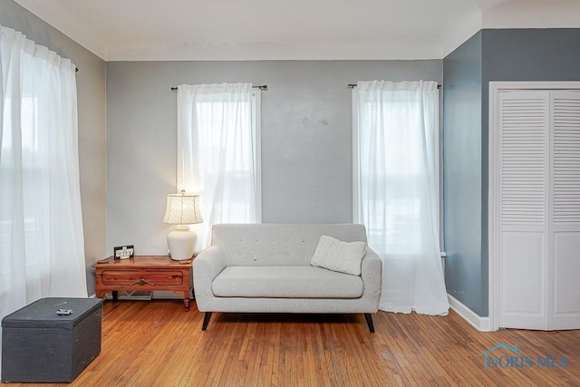 living area featuring hardwood / wood-style floors