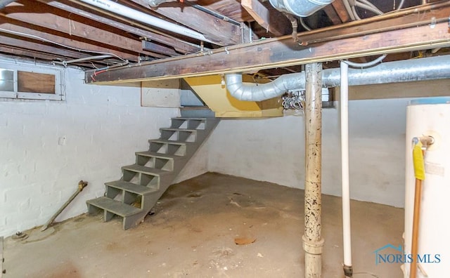 basement with water heater