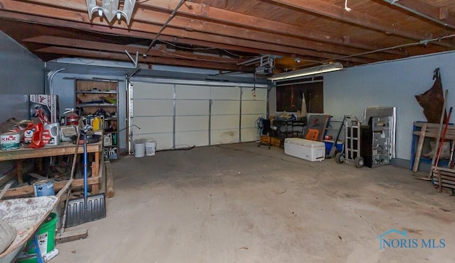 garage with a garage door opener