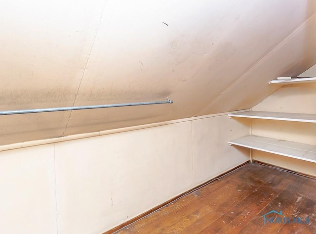 interior space with dark wood-type flooring