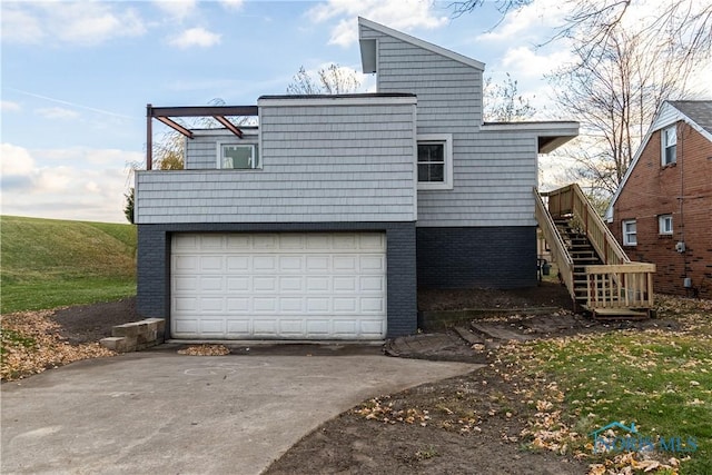 exterior space with a garage