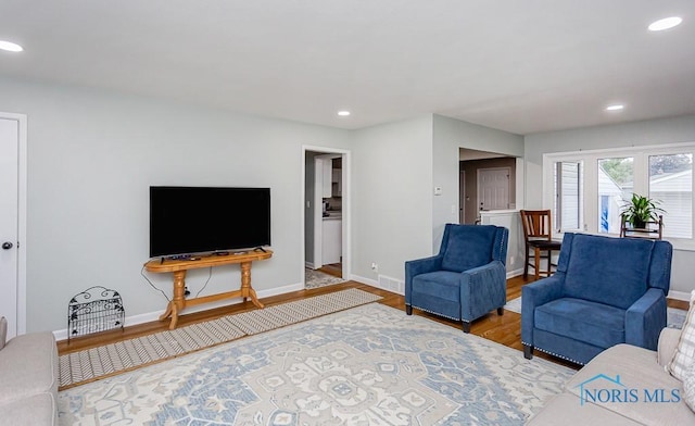 living room with wood-type flooring