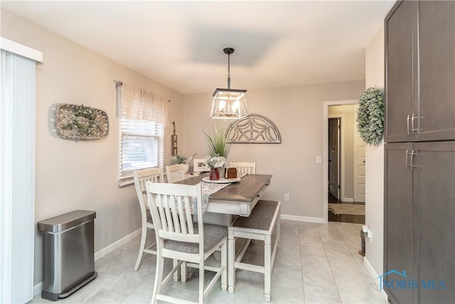 view of tiled dining room