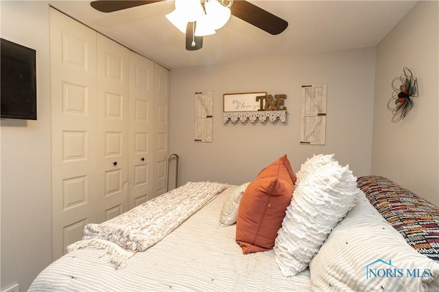 bedroom with a closet and ceiling fan