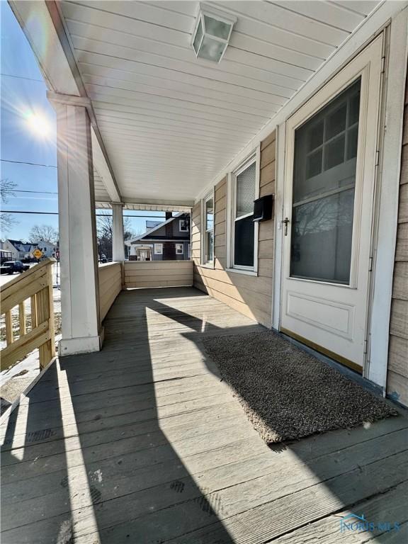 deck featuring a porch