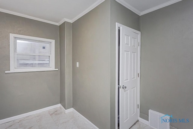 hallway with ornamental molding