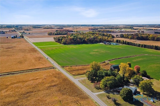 drone / aerial view with a rural view