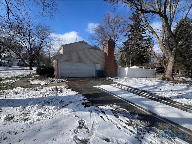 view of snow covered exterior