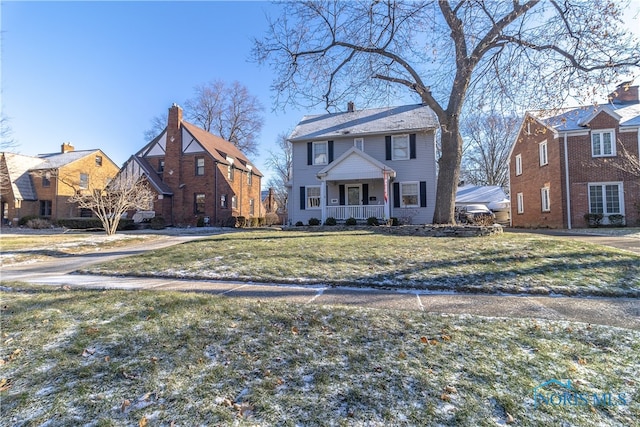 colonial house with covered porch