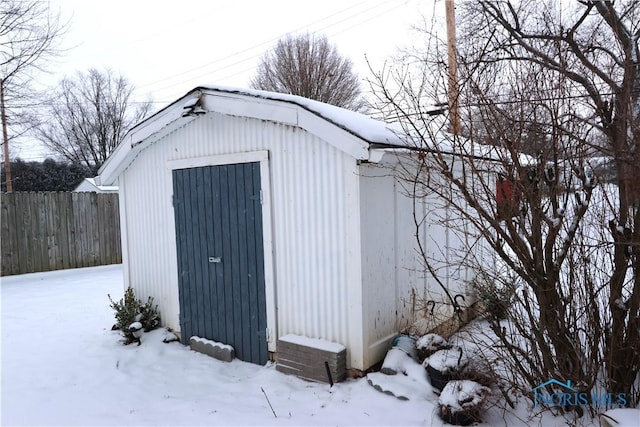 view of snow covered structure