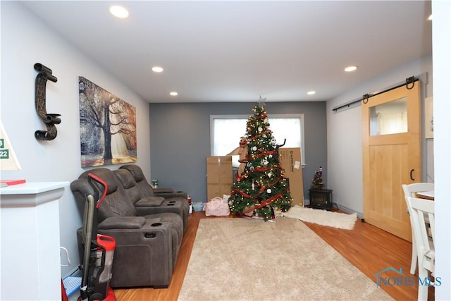 living room with hardwood / wood-style flooring