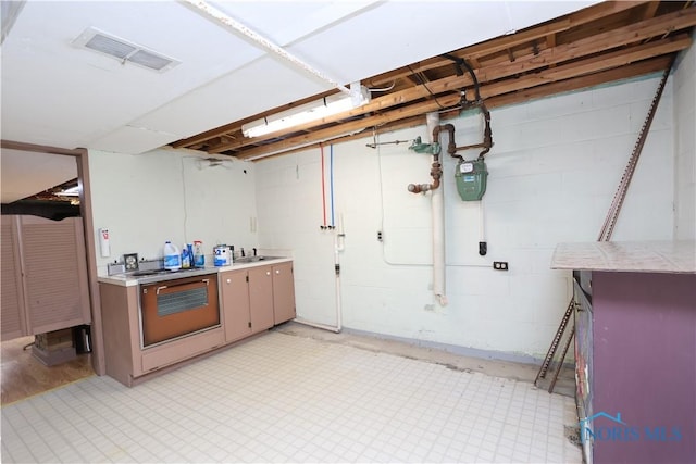 basement featuring sink