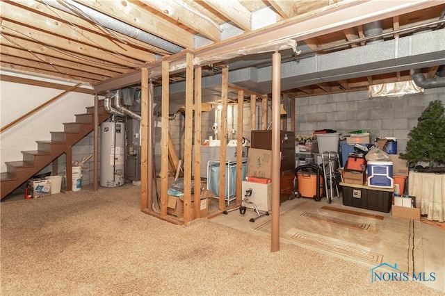 basement with water heater