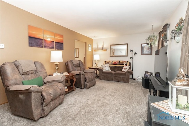 living room with carpet