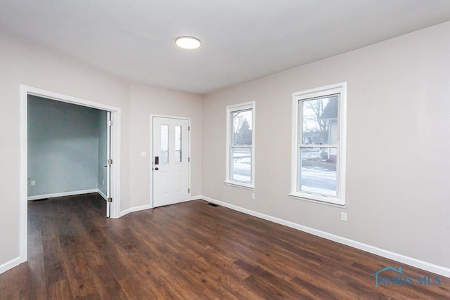 foyer entrance with dark wood-type flooring