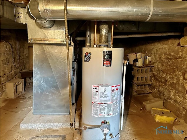 utility room with water heater